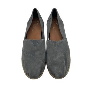 Toms dusty blue suede leather platform espadrille shoes
